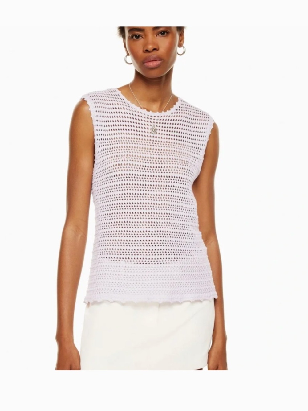 Aritzia Wilfred Peek Crochet Knit Tank Top Lavender Cotton XS